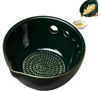Générique Handmade Ceramic Herb Cleaner Bowl Garlic Grater Dish | Garlic Grater 2 in 1 Vegetable Grater for Kitchen Apartment Cooking Grinding,Herb Peeling Bowl with 5 Hole Sizes,(Blue Cyan)