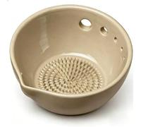 Générique Handmade Ceramic Herb Cleaner Bowl Garlic Grater Dish | Garlic Grater 2 in 1 Vegetable Grater for Kitchen Apartment Cooking Grinding,Herb Peeling Bowl with 5 Hole Sizes,(Grey)