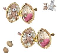 Générique Handmade Crochet Animal in Walnut Shell, Miniature Rabbit & Bear Crochet Animal Kit in Walnut Shells, Hug Cute Easter Giving