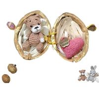 Générique Handmade Crochet Animal in Walnut Shell, Miniature Rabbit & Bear Crochet Animal Kit in Walnut Shells, Hug Cute Easter Giving