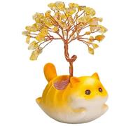 Générique Handmade Crystal Money Tree Bonsai, Positive Energy Feng Shui Ornament with Ceramic Base, Wire Wrapped Wealth Abundant Sculpture for Home Office Desk Decoration (Cat-e)