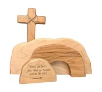 Générique Handmade Empty Tomb Easter Scene - Wooden Tomb Tray Kit Decor, Christian Religious Centerpiece Display, Handcrafted Resurrection Scene Ornament, Wooden Craft Design | Easter Decor for Home