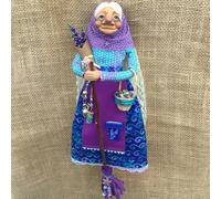 Générique Handmade Kitchen Witch Doll,Kitchen Witch Doll for Good Luck Hang on Door Decor,Flying Witch Figures on Broomsticks (Style E)
