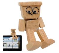 Générique Handmade Shaking Wooden Man Dashboard Figurines Ornament | Shaking Wooden Man Figurine,Creative Car Motion-Activated Ornament for Family Outings Road Trip Living Room Commuting Dormitory