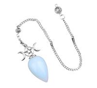 Générique Handmade Teardrop Triple Moon Pendulum Necklace Crystal Dowsing Pendant with Chain for Divination and Spiritual Guidance(Opalite)