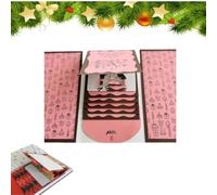 Générique Handmade Waterfall Christmas Gifts Card Booklet,Pull-out Design Merry Christmas Gifts Card Book,Christma DIY Cash Envelope Card Sleeve Book Holder (Red, 5)