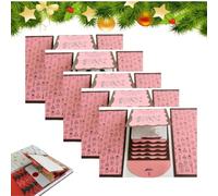 Générique Handmade Waterfall Christmas Gifts Card Booklet,Pull-out Design Merry Christmas Gifts Card Book,Christma DIY Cash Envelope Card Sleeve Book Holder (Pink, 5)