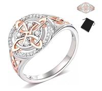 Générique Handmade Witch’s Return-Knot Protection Ring, Protect Your Loved Ones, Bicolor Knot Design with Rose-Gold Detail (7)