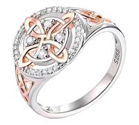 Générique Handmade Witch’s Return-Knot Protection Ring - Protect Your Loved Ones, Silver Knot Design with Rose-Gold Detail (#A,#9)