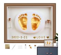 Générique Handprint Footprint Kit - Baby Memory Craft Set, Wooden Art Photo Frame, Fetal Hair Collection Container, Safe Paint, DIY Keepsake, Handmade Gift | Mom Dad Personalized Memory Craft