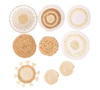 Générique Handwoven Boho Farmhouse Decorations, 9-piece Woven Wall Set, Straw Rope Construction, Macrame Wall Art, Living Space, Bedroom, Gallery, Hanging