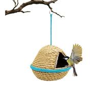 Générique Handwoven Suspension Aviary Pod, Grass Hanging Shelter, Weatherproof Outdoor Breeding Habitat, Eco Fiber Observation Dome, Breathable Garden Rest Chamber, Parrot Finch Macaw Conure Use