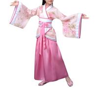 Générique Hanfu Costume Traditionnel Chinois pour Fille Kimono Japonais Enfants Cosplay Ensemble de Costumes Fille Yukata (FR/ES, Âge, 7 ans, 8 ans, Taille normale, Rose)