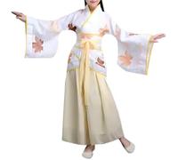 Générique Hanfu Costume Traditionnel Chinois pour Fille Kimono Japonais Enfants Cosplay Ensemble de Costumes Fille Yukata (FR/ES, Âge, 7 ans, 8 ans, Taille normale, Jaune)