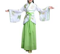 Générique Hanfu Costume Traditionnel Chinois pour Fille Kimono Japonais Enfants Cosplay Ensemble de Costumes Fille Yukata (FR/ES, Âge, 7 ans, 8 ans, Taille normale, Vert)