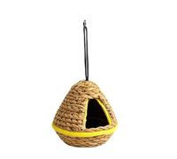 Générique Hangable Bird House, Hand Woven Nesting Pocket, 17cm/6.7inch Natural Fiber Bird House for Garden, Grass Fiber Shelter, Decorative Roosting Hut for Finch Canary Lovebird Cockatiel Conure