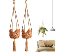 Générique Hangable Macrame, Plant Holder, 2X Crochet Ceiling Flower Pot Basket, Stylish Bohemian Home Accent, Trendy Planter Holders for Living Room, Patio, Lawn and Garden Decoration
