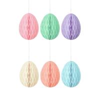Générique Hanging Easter Ornaments - 6 Piece Egg Decorations, Spherical Charm with Vibrant Colors, Spring Decor with Ribbon Loop, Holiday Accessories Lightweight Design, Egg Baubles for Home