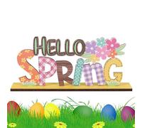 Générique Happy Easter Table Sign, Wood Spring Flower Bunny Sign, Collectible Rabbit Desk Centerpiece for Festive Dining and Home Decorations, Holiday Decor, Craft Lovers