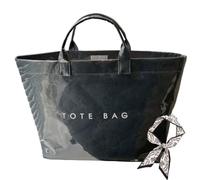 Générique Hardpointing Women's Letters Print Tote Bag, with Elegant Scarf, Hobo Bag, Kraft Paper PVC Tote Bag for Women (H)