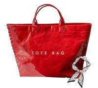 Générique Hardpointing Women's Letters Print Tote Bag, with Elegant Scarf, Hobo Bag, Kraft Paper PVC Tote Bag for Women (F)
