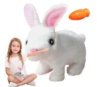 Générique Hasenspielzeug für Kinder, interaktives Plüsch-Kinderspielzeug,Realistisches Hasenspielzeug Geräuschen und Bewegungen | Knochen und Karotte inklusive Kinderspielzeug Interaktives