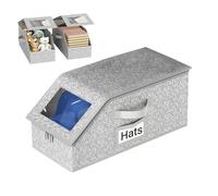 Générique Hat Organizer Box - Holds Up To 24 HatS Container Storage Stackable | Pack Stackable Hat Storage For Baseball Caps With Clear Window Display Bin For Bedroom Travel Cowboy Beanie Baseball