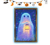 Générique Haunted House Wall Art, Ghost Painting, Glow in the Dark, Framed Haunted, Spooky Poster Print for Home, for Gallery, Bedroom, Living Room, Bathroom, Party, 11.81x7.87 inches