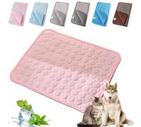 Générique Haustiere Pfotenfrost Matte, Premium Kühlmatte Für Katzen Hunde, Sommer Atmungsaktiv Waschbares Selbstkühlende Hundematte, Ideal Für Zuhause Auto Und Outdoor (Rosa,L-70 * 55cm)