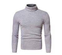 Générique Haut à col Montant pour Homme, col roulé à Manches Longues, Pull décontracté en coton léger, Extensible, Coupe ajustée, Chemise Basique, Couche de base d'hiver chaude