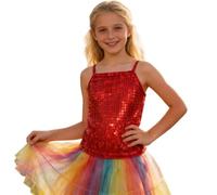 Générique Haut à Paillettes avec Bande élastique Ajustable pour Filles dès 5 Ans, Taille Ventre découvert, idéal pour Danser et Faire la fête