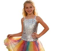 Générique Haut à Paillettes avec Bande élastique Ajustable pour Filles dès 5 Ans, Taille Ventre découvert, idéal pour Danser et Faire la fête