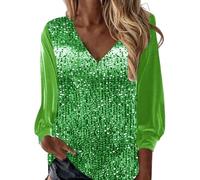 Générique Haut À Paillettes Femme Disco Chemisier Paillettes Haut Brillante Chemises Manche Longue Blouse Chic Élégant Printemps T Shirt Glitter Soirée Disco Tunique Décontracté Retro Tops