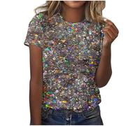 Générique Haut de Soiree Femme Paillettes, Chemise Femme Manche Courte Tenue Annee 80 Vetement Annee 80 T Shirt Resille Femme Fluo Vetement Disco Femme Chemise Disco Femme Annee 80 T Shirt 80'S