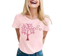 Générique Haut Femme avec Symbole Rose de Sensibilisation au Cancer du Sein Manches Courtes Col Rond à Message de Soutien Haut Femme pour Espoir(XXL)