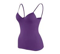 Générique Haut Femme Chic Et Elegant - Camisoles à Bretelles réglables pour Femme Débardeurs Couche de Base avec Soutien-Gorge intégré Tanks légers sans Manches