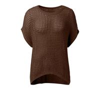 Générique Haut Femme Maille Manches Courtes Col V Crochet Ajouré DéContracté Polyvalent Vacances D'ÉTé