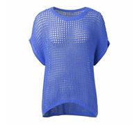 Générique Haut Femme Maille Manches Courtes Col V Crochet Ajouré DéContracté Polyvalent Vacances D'ÉTé