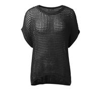Générique Haut Femme Maille Manches Courtes Col V Crochet Ajouré DéContracté Polyvalent Vacances D'ÉTé