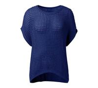 Générique Haut Femme Maille Manches Courtes Col V Crochet Ajouré DéContracté Polyvalent Vacances D'ÉTé