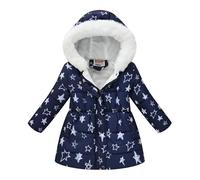 Générique Haut Fille Clothing For Boys And Girls Multicolor Waisted Printed Tie Dye Long Woolen Collar Cotton Padded Coat Coat Pardessus Pour Fille Hiver Grande Taille (G, 3-4 Years)