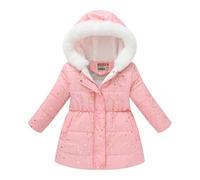 Générique Haut Fille Clothing For Boys And Girls Multicolor Waisted Printed Tie Dye Long Woolen Collar Cotton Padded Coat Coat Pardessus Pour Fille Hiver Grande Taille (I, 3-4 Years)