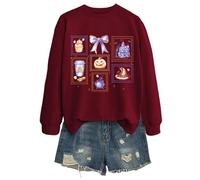 Générique Haut Halloween Femme Sportswear Pull a Capuche T-Shirt Chemise Vêtements Automne Hiver Sweat The Pumpkin Spice Cafe Oversize Costume Squelette Veste Sweat-Shirt Hoodie Deguise