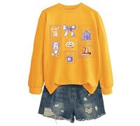 Générique Haut Halloween Femme Sweat Capuche Chemise The Pumpkin Spice Café T Shirt Vetement Pull Deguisement Citrouille Horreur Veste a Costume Oversize