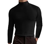 Générique Haut Homme Col Roulé Col Montant Torsadé en Tricot Fin et épais avec Pullover Manches Longues Maille Rayées Doublé de Sweater Polo Chandails sous-Pull