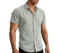 Générique Haut Homme Lin Coton D'été Chemise Ample pour Hommes Respirant Et Léger avec Col Cubain Offrant Une Sensation De Fraîcheur Durable Et Un Toucher Agréable Qui Ne Colle Pas à La Peau