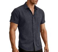 Générique Haut Homme Lin Coton D'été Chemise Ample pour Hommes Respirant Et Léger avec Col Cubain Offrant Une Sensation De Fraîcheur Durable Et Un Toucher Agréable Qui Ne Colle Pas à La Peau