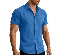 Générique Haut Homme Lin Coton D'été Chemise Ample pour Hommes Respirant Et Léger avec Col Cubain Offrant Une Sensation De Fraîcheur Durable Et Un Toucher Agréable Qui Ne Colle Pas à La Peau