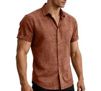Générique Haut Homme Lin Coton D'été Chemise Ample pour Hommes Respirant Et Léger avec Col Cubain Offrant Une Sensation De Fraîcheur Durable Et Un Toucher Agréable Qui Ne Colle Pas à La Peau