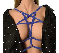 Générique Haut Lingerie Sexy Sangle de Soutien-Gorge Sexy évidée étoile à Cinq Branches Harnais sous-vêtements Main chaîne de Robe de Corps élastique De Lingerie Sexy (Blue, One Size)
